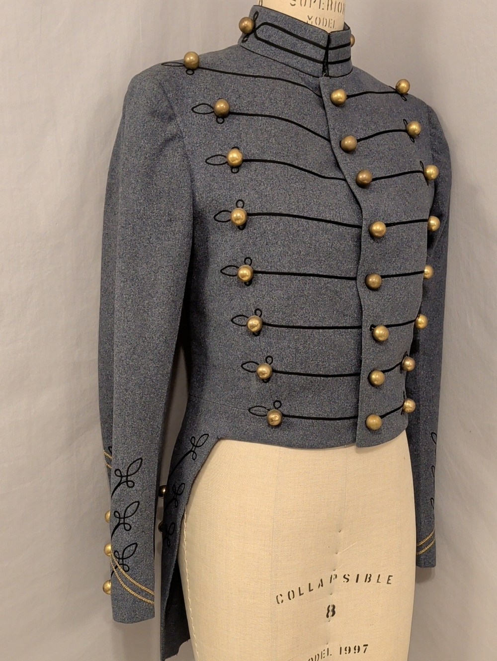 40s Vintage West Point Military Cadet Tail Coat Blue Grey Wool Dress Jacket Ch39